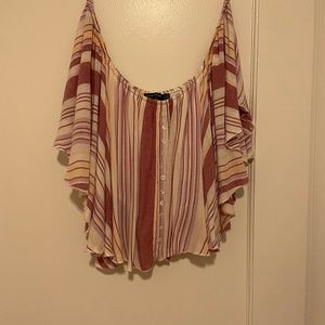 Bershka Off-the-Shoulder Striped Top Medium